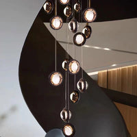 Thumbnail for Modern staircase chandelier featuring Star Light Bubbles design with crystal bubbles for foyer entryway high ceiling