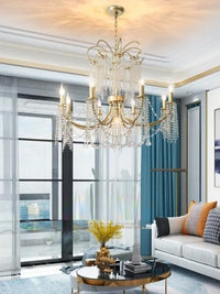 Thumbnail for Traditional candelabra chandelier with iron and K9 crystals creating timeless luxury for living room dining room bedroom foyer