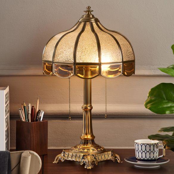 All-copper traditional nightstand lamp featuring Water Glass Bowl design in brass creating warm accent lighting for bedside table